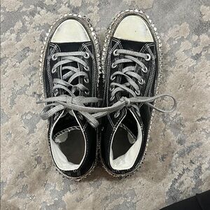 Black and White High-Top Sneakers with Studs from Free People